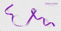 Hodgkins Lymphoma Awareness Month. Violet Color Ribbon Isolated On Transparent Background. Vector Design Template For Poster