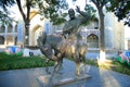 Hodja Nasreddin on his favorite donkey in Bukhara