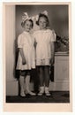 A vintage photo of the young girls - the first holy communion, circa 1945