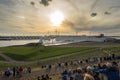 People watching the closing of the Maeslantkering / Maeslant storm surge barrier.