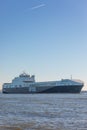 Car passenger ferry ship DFDS Gardenia seaways sailing out of port Rotterdam Royalty Free Stock Photo