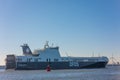 Car passenger ferry ship DFDS Gardenia seaways sailing out of port Rotterdam Royalty Free Stock Photo