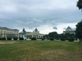 Hofburg Neue Burg section with statue of Archduke Charles, seen from Heldenplatz, Vienna Austria