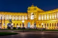 Hofburg palace on Heldenplatz square at night, center of Vienna, Austria