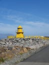 Hofdi yellow lighthouse in Reykjavik, Iceland