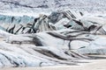 Hoffell glacier tongue with mineral black lines, Iceland