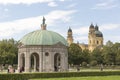 Hofgarten in Munich with view of Theatiner church towers in background