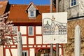 Hofheim, Germany - Sign for old historic square called `Platz am Untertor` at old city wall of Hofheim Royalty Free Stock Photo