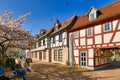 Hofheim, Germany - Old historic square with tower and city wall of Hofheim called `Platz am Untertor Royalty Free Stock Photo