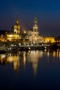 Hofkirche Church, Royal Palace -night skyline-Dresden Germany Royalty Free Stock Photo