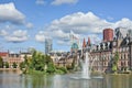 Hofvijver lake with a view on the Binnenhof, seat of Dutch government.