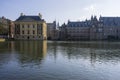 Hofvijver, the Mauritshuis Museum and the Dutch Parliament and Government reflection Royalty Free Stock Photo