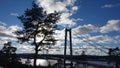 Swedish high coast hoga kusten bridge in winter Royalty Free Stock Photo