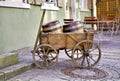 Hogshead in a wooden vehicular Royalty Free Stock Photo