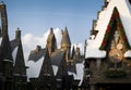 Hogwarts castle behind Hogsmeade village Royalty Free Stock Photo