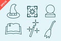 Hogwarts design vector flat illustration isolated icons template on blue