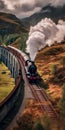 Hogwarts Express: A Grandiose Journey Through Scottish Landscapes Royalty Free Stock Photo