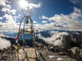 Hohe Warte - Prayer flags on top of the Alpine mountain