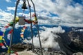 Hohe Warte - Prayer flags on top of the Alpine mountain