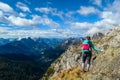 Hohe Warte - A woman walking to the Alpine peak