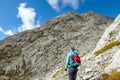 Hohe Warte - A woman walking to the Alpine peak