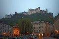 Hohensalzburg Fortress outer view at twilight