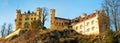 Hohenschwangau Castle in the Bavarian Alps of Germany. Panorama