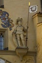 Knight statue decorating the Hohenschwangau castle in Bavaria, Germany.