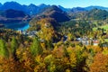 Hohenschwangau lake near Neuschwanstein Castle, Bavaria, German Royalty Free Stock Photo