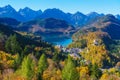 Hohenschwangau lake near Neuschwanstein Castle, Bavaria, German Royalty Free Stock Photo