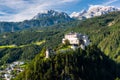 Hohenwerfen Castle in Austria near Salzburg. Castle on Hilltop in Alps