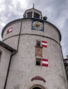 Hohenwerfen Castle or Festung Hohenwerfen overlooking the Austrian Werfen town in Salzach valley near Salzburg, Austria Royalty Free Stock Photo