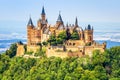 Hohenzollern Castle close-up, Germany. This fairytale castle is famous landmark near Stuttgart Royalty Free Stock Photo