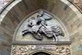 Hohenzollern Castle entrance, luxury relief with medieval knight above gate, Germany