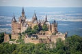 Hohenzollern Castle on mountain top. Germany. Famous landmark in vicinity of Stuttgart. Scenic view of Burg Hohenzollern