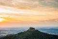 Hohenzollern Castle seen at sunset in South Germany Royalty Free Stock Photo