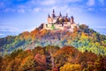 Hohenzollern Castle in the Swabian Alps, Germany beautiful autumn landscape Royalty Free Stock Photo