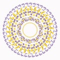 hohloma round blue yellow pattern on a white. vector illustration Royalty Free Stock Photo
