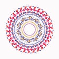 Hohloma round red yellow pattern on a white. vector illustration Royalty Free Stock Photo