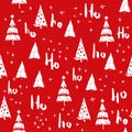 Hohoho and christmas tree seamless pattern handdrawn Royalty Free Stock Photo