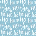 Hohoho pattern, Santa Claus laugh. Seamless background for Christmas design. Vector blue texture with handwritten words Royalty Free Stock Photo