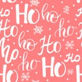 Hohoho pattern, Santa Claus laugh. Seamless texture for Christmas design. Vector red background with handwritten words ho Royalty Free Stock Photo