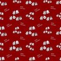 Hohoho pattern, Santa Claus laugh. Seamless texture for Christmas design. Vector red background.