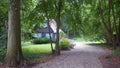 Idyllic log house in the middle of the forest in Hohwacht, Schleswig-Holstein, Germany, Europe Royalty Free Stock Photo