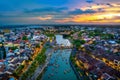 Hoi An ancient town and Hoai river in twilight, Vietnam Royalty Free Stock Photo