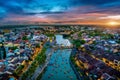 Hoi An ancient town and Hoai river in twilight, Vietnam Royalty Free Stock Photo