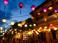 Hoi An ancient town street, Vietnam on night scene Royalty Free Stock Photo