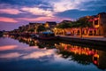 Hoi An is a fishing village in Vietnam, Hoi An ancient town riverfront, AI Generated Royalty Free Stock Photo