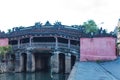 HOI AN, QUANG NAM, VIETNAM, SEPTEMBER 20, 2018: View of the Japanese Covered Bridge Cau Chua Pagoda, Cau Nhat Ban, Lai Vien Kieu