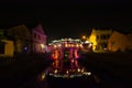 The old Japanese covered bridge colourfully illuminated at night in the heritage town of Hoi An Royalty Free Stock Photo